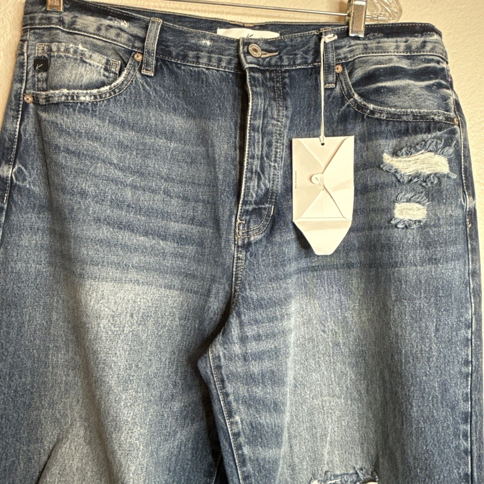 Kancan Flare Jeans Women’s 15/31 High Rise Stretchy Wide Leg Distressed New — image 3 of 8